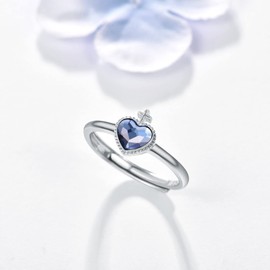 Heart of Faith Ring 925 Sterling Sliver Crystal Heart rings Heart Jewelry Birthday Christmas Gifts for Women