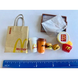 1:6 Miniature coffee To Go Cup bag Clay French Fries Hamburger 8 pcs McDonald's