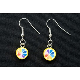Miniblings LGBTQI LGBTQI Lemon Slice Earrings, Handmade Fashion Jewellery, Silver-Plated Earrings, Polymer Clay