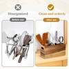 JJUNW Wooden Kitchen Utensil Holder, Large Wooden Utensil Organizer for
