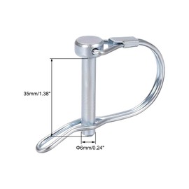 sourcing map Shaft Locking Pin w Ear - 6mm x 35mm Coupler Pin for Farm Trailers Wagons Lawn Garden in Arch Round 5Pcs