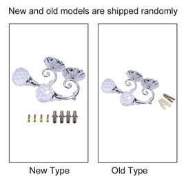 2Pcs Curtain Holdbacks, Curtain Tie Backs Curtain Drapery Holdbacks Metal Curtain Tie Backs with Crystal Ball Wall Mounted Window Curtain Holder Hooks for Home Decor(Silver)