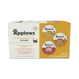 Applaws Natural Wet Cat Food, 8 Count, Limited Ingredient Cat Food Pots, Chicken Variety Count in Broth, 2.12oz Pots