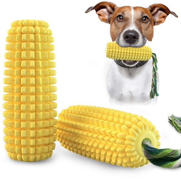 FOSTBEEN Dog Chew Toy for Aggressive Chewers, Indestructible, Robust, Durable, Squeaky, Interactive Dog Toy, Puppy Teeth Chew Toy with Corn Sticks