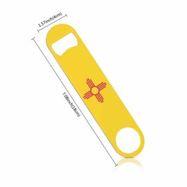 TASDANA Flag Stainless Steel Bottle Opener New Mexico State Flag Symbol Yellow Flat Beer Bottle Opener Keychain for Home Kitchen Bar Restaurant Party Birthday Gift