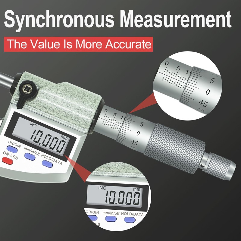 ACEMETER Digital Micrometer Precision Professional 0-1" (0-25mm) Range, 0.00005" (0.001mm)