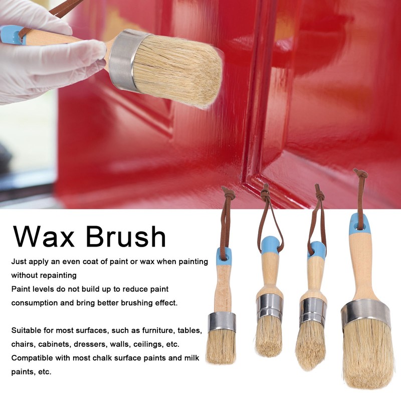 4PCS Paint Brush Bristles Wooden Handle for Furniture Tables Chairs
