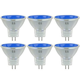 Sunlite 40767-SU 20MR11/SP/12V/B Color MR11 10° Narrow Spot Halogen Lamps, 20-Watt, 12-Volt, GU4 2-Pin Base, Cover Glass, Dimmable, 2,000 Hour Life Span, 6 Pack Blue