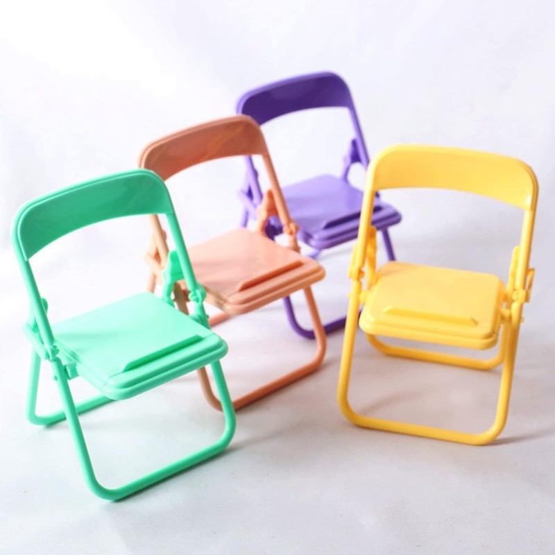 4Pcs Foldable Mini Chairs - Cute Tiny Folding Phone Holders,