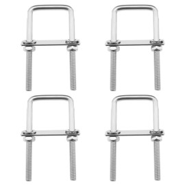 YINETTECH 4 Sets M8 Square U-Bolts 304 Stainless Steel U Clamp Bolt with Nuts and Washers 42mm Inner Width for Trailers Pipes Wood Hardware