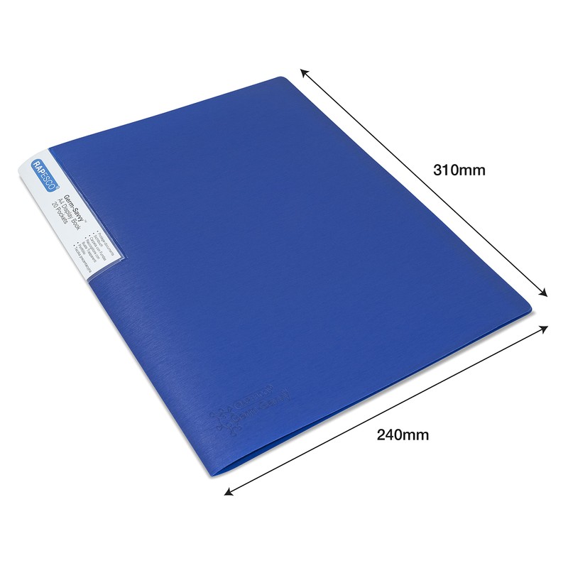Rapesco 1673 Germ-Savvy Antibacterial, Presentation Folder 20 Pockets A4, Blue,