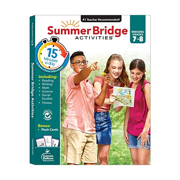 Summer Bridge Activities 7-8 Workbooks, Math, Reading Comprehension, Writing, Science,