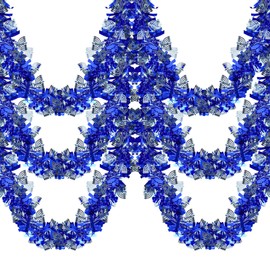 Caplidou Hanukkah Decorations, 65 FT Blue Hanukkah Tinsel Garland with Menorah and Star of David Sequins Silver Ornaments Metallic Fake Twist Garland for Party Home Table Door Chanukah Indoor Outdoor