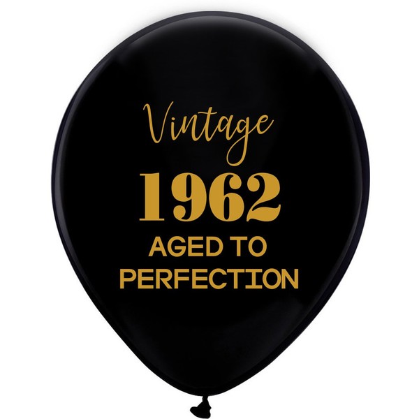 Black Vintage 1962 Balloons - 12inch (16pcs) Men and Women Gold 56th Birthday Party Decorations or Supplies