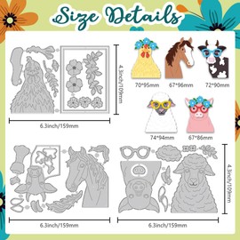 DELORIGIN Farm Animal Portraits Cutting Dies Card Making Die Stencil Metal Die Cuts Card Scrapbooking Embossing Template Dies for Greeting Cards Craft Album Invitation Festive Birthday Decor