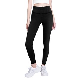 Gnainach Black Leggings Girls 10-11 Years Old Solid Color Slim Elastic High Waist Compression Dance Pants for Tween Workout Casual