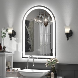 CHARMOR Arched LED Bathroom Mirror 22x32 Inch, Dimmable Backlit and Frontlit Vanity Mirror, Arched Illuminated Mirror, Shatter-Proof, Anti-Fog, 3 Colors, Memory, ETL Listed