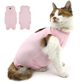 QIYADIN Cat Recovery Suit, Surgical Recovery Clothes for Abdominal Wound or Skin Disease, Cats Onesie After Surgery and Spay, E-Collar Alternative Pajama Suit (Pink, Small)