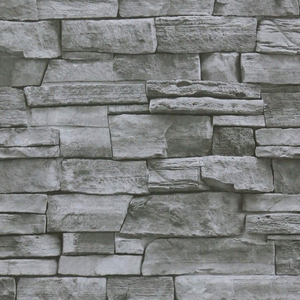 Timeet 17.7" x 393" 3D Grey Stone Wallpaper Peel and