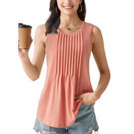 CHEERYAH Summer Tank Tops for Women 2025 Sleeveless Shirts Dressy Casual Loose Fit Beach Vacation Outfits Coral L