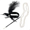 Grupo Carnavallia Kit Charleston Accesorios Diadema Pluma Negra Collar Pipa