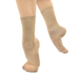 Vegan Dance Socks, Acrylic, Toe and Heel Protection, Ribbed Leg - MD23 / MD24 (US, Numeric, 3, 5, Regular, Regular, Sand - With Grip)