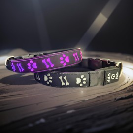 DOGLED Flashing USB-C led Light up Dog Collar, Subversive 3D Design Comfortable and Soft Material,Multicolored Lighting (PW-Black, XS(7.87-11.8"))