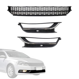 SecosAutoparts Front Bumper Lower Grille & Foglight Grill Cover Compatible with Volkswagen Passat 2012-2015 Replace# 561853666 561853677 561853665