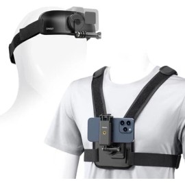 As shown Hands-Free POV Phone Chest and Head Mount Kit for Vertical Shots