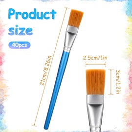 1 Inch Flat Paint Brushes, 40 Pieces Large Acrylic Painting Brushes Bulk with Wooden Handle for Acrylic Watercolor Oil Crafts Face Body Art