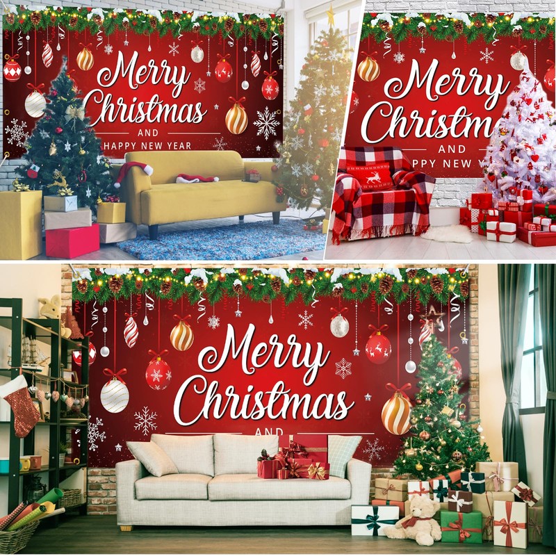 Vrainito 7x16ft Christmas Garage Door Cover with LED String Lights,