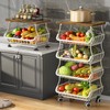 Fruit Basket for Kitchen with Wood Top 5 Tier, SAYZH
