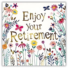 GBCC Retirement Congratulations Card - Happy Retirement Card with Butterflies and Flowers Design with Foil Details - Retirement Card for Women