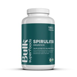 BULK SUPERFOODS - Espirulina Orgánica 100% Natural - Suplemento Alimenticio a Base de Alga Spirulina -180 Cápsulas 500 mg c/u – Sin Gluten - Multivitaminico Hombre y Mujer