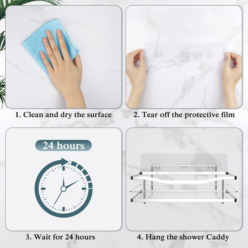 EAGMAK 2 Pack Transparent Shower Caddy Adhesive for Replacement, No