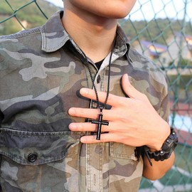 Caimeytie Men's Cross Pendant Necklace Stainless Steel I CAN DO All Things Valentines Gifts for Your Love