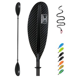 OCEANBROAD Carbon Fiber Kayak Paddle 86in/218cm for Adults Kayaking Boating Canoeing Oar with Paddle Leash 1 Paddle, 3K Carbon Print
