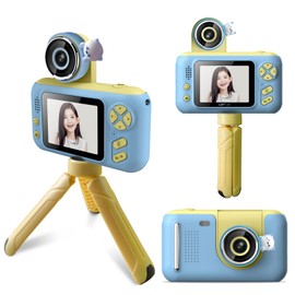 Kids Camera, 2.4Inch IPS Screen 180 Degree Front Back Flip Camera Design, Photo Video Game MP3 Function, Digital Camera for Kids Ages 3 to 9