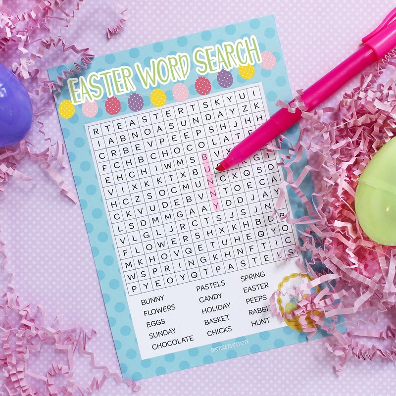 DISTINCTIVS Easter Themed Word Search Classroom Party Game - 25