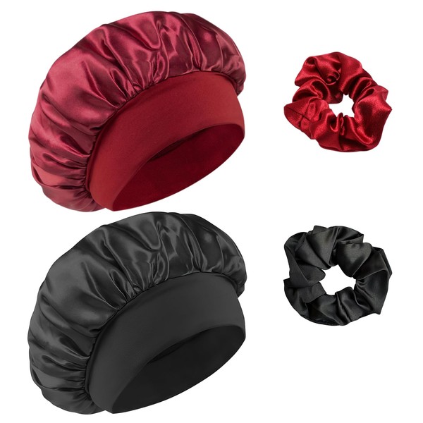 Satin Night Hat with Elastic Bands and Hair Cards,Satin Bonnets,Night