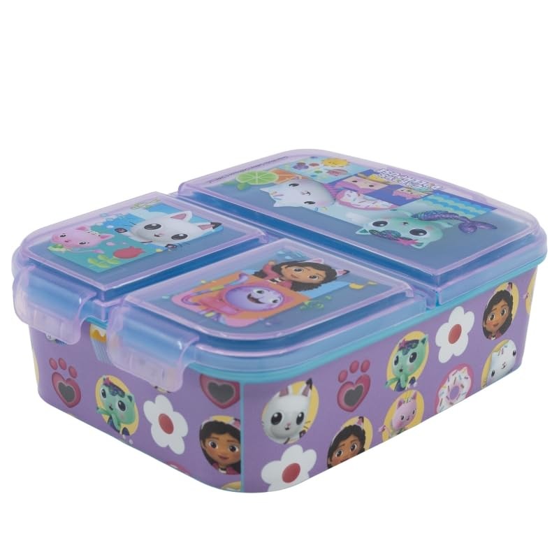 Golddunes Gabby's Dollhouse Lunchbox Kids Character 3 Compartment Sandwich Lunch