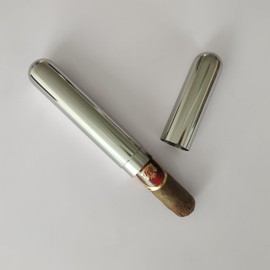 CNFLASK Stainless Steel Single Cigar Tube Can Hold 6.5" Length & 0.76" Diameter Cigar Case Pocket Cigar Holder (Mirror Finish, Single Cigar Tube)