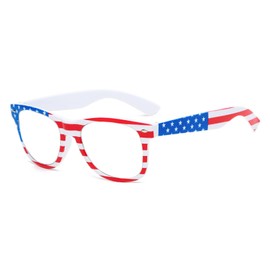 helena America Glasses - American Flag Retro Square Blue Light Blocking Reading Glasses (white, 2, multiplier_x)