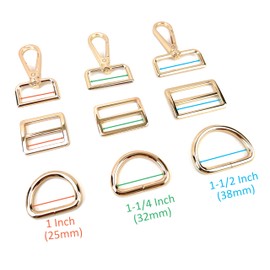 VersaKits - 15 ganchos giratorios resistentes a presión, para cartera y hebillas deslizantes tritritrideslizantes para hacer bolsas, Dorado claro, 1-1/2''