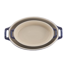 STAUB Ceramics Oval Baking Dish Set, 2-piece, Dark Blue