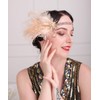 Aimimier 1920s Flapper Feather Headband Champagne Feather Headpiece with Rhinestone