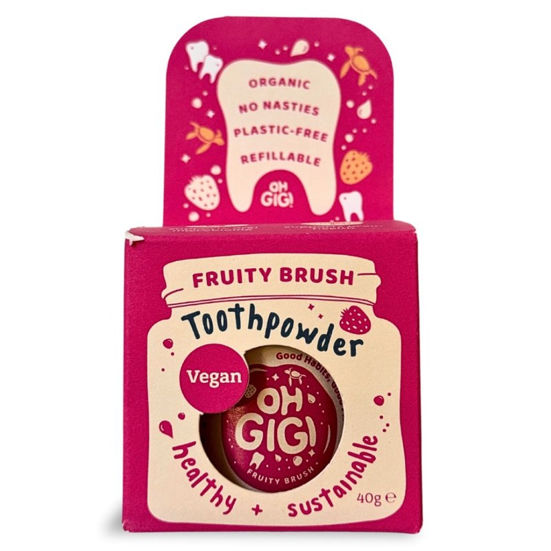 OhGiGi Organic Tooth Powder - Fruity Brush - Great for