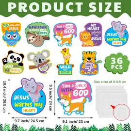 Janlaugh 36 Pcs Jumbo Jungle Animal Cutouts Religious Jesus Christian Cutouts Safari Theme Cutouts Faith Animal Sayings Cutouts for Teacher Classroom Bulletin Board Vbs Sunday School Wall Decor