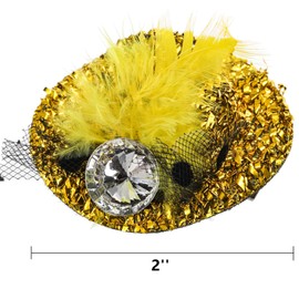 Cididu 18 Pieces Mini Hat Hair Clip, Tea Party Hat for Girls with Faux Feather Diamond, 2 Inch Clip-On Design Fancy Hairpin Fascinators for Costume Accessory, Decoration, 6 Colors