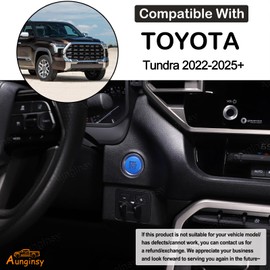 Aunginsy Engine Start Stop Push Button Switch Sticker Cover Compatible with Toyota Tundra 2022-2025 Aluminum Alloy Key Ignition Starter Switch Knob Decorative Ring Trim Sticker Interior Accessories
